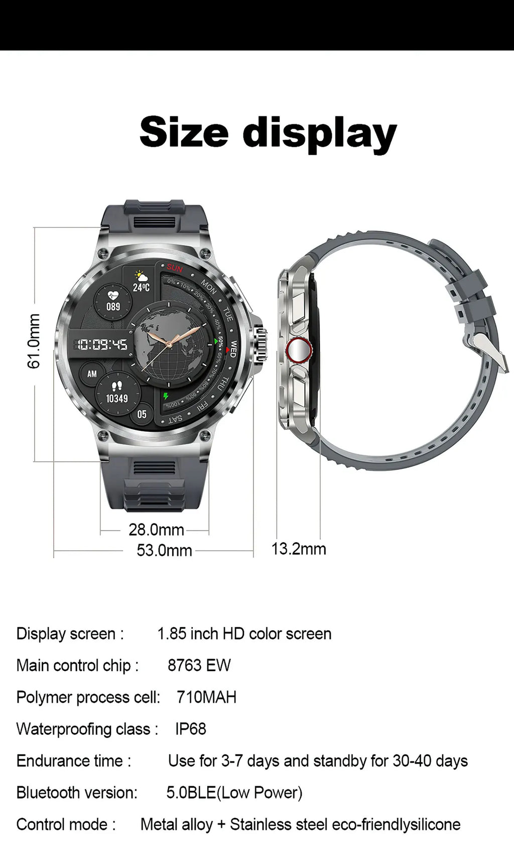2026 New SmartWatch Men 1.85-Inch HD Sports Bluetooth Call GPS Sports Fitness Tracker Heart Monitor 710mAh Waterproof For Gift