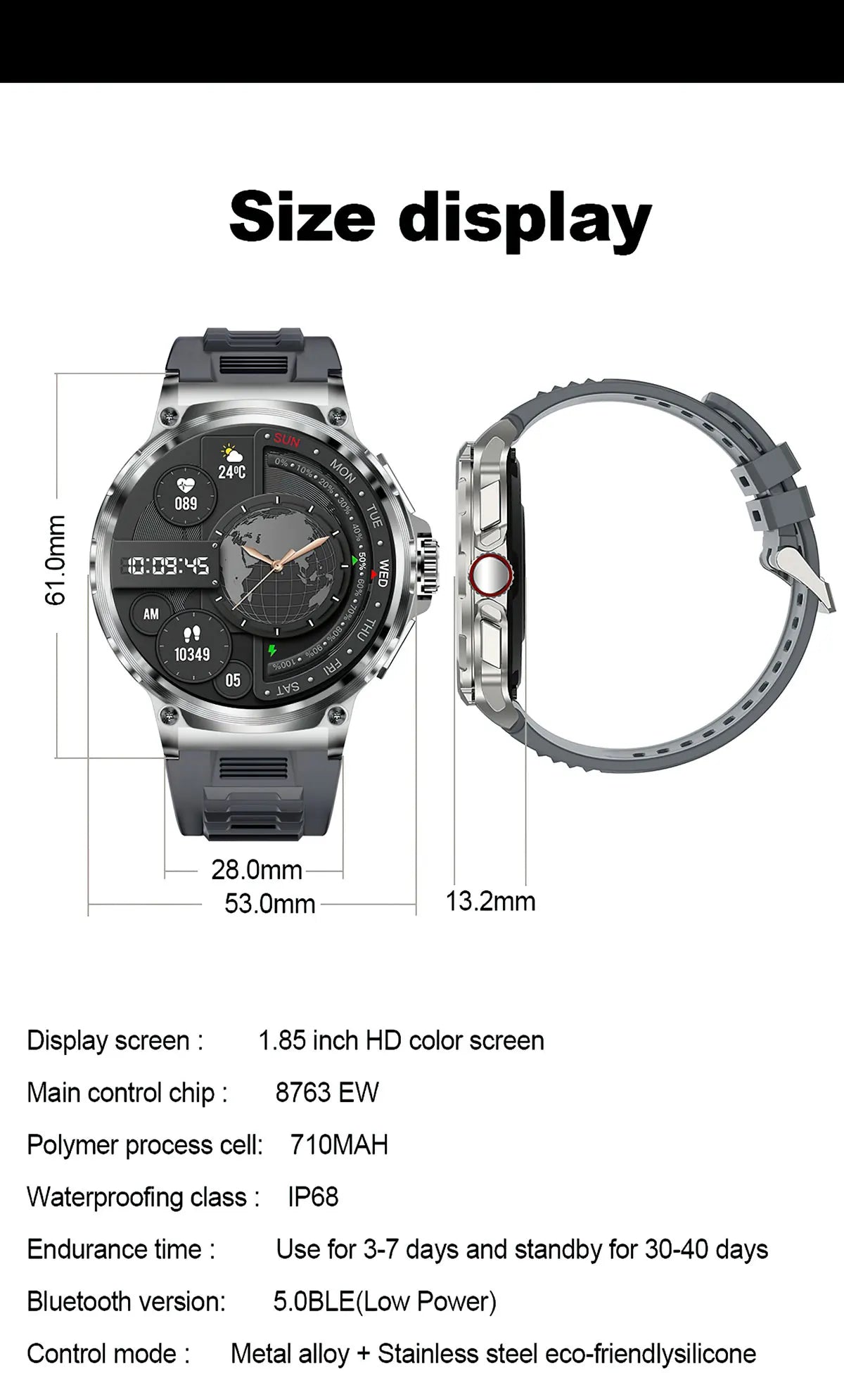 2026 New SmartWatch Men 1.85-Inch HD Sports Bluetooth Call GPS Sports Fitness Tracker Heart Monitor 710mAh Waterproof For Gift