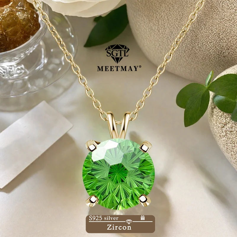 S925 sterling silver sparkle Pyrotechnic cut Cubic Zirconia pendant necklace for women fine jewelry simple classic colorful
