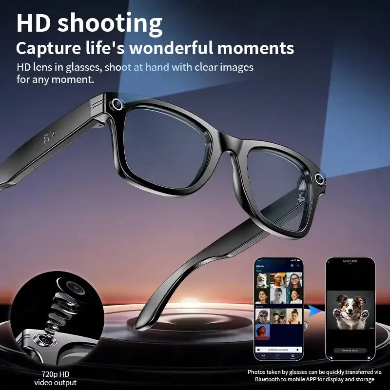 AI Smart Glasses with 8MP Camera – WiFi 5G/4G, Bluetooth, Voice Assistant, Music & Video | Men & Women