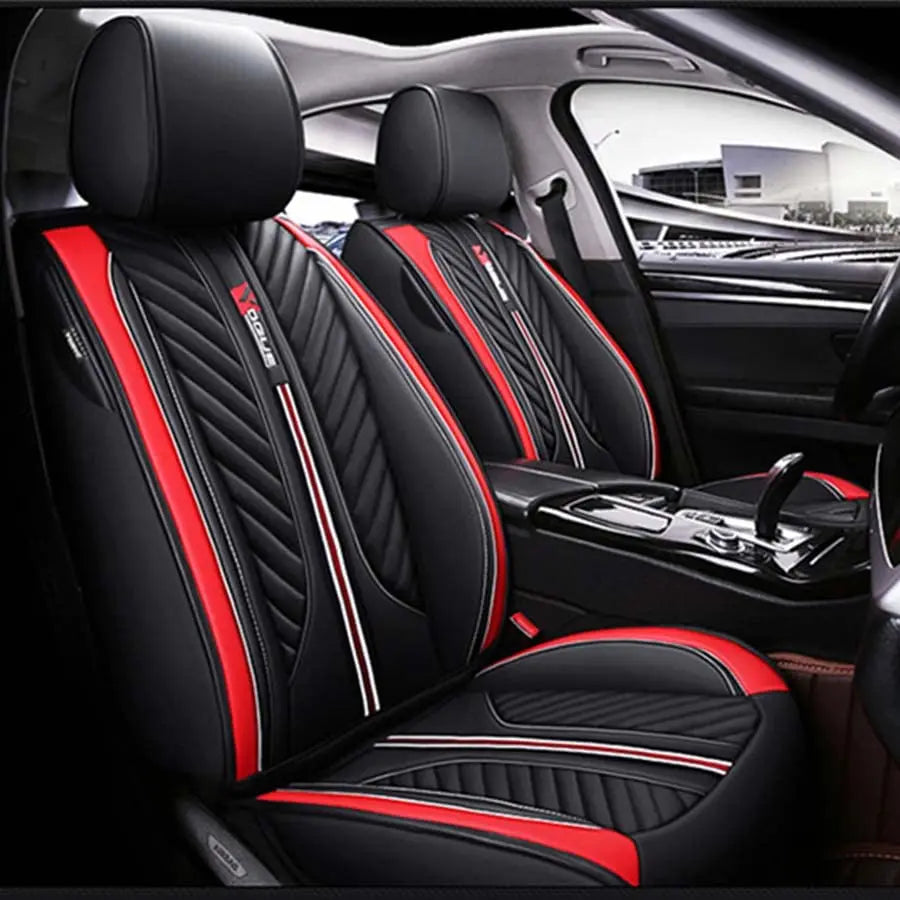 Universal Full Surrounded PU Leather Auto Seat Covers Cushion Set 5-Sits Car SUV