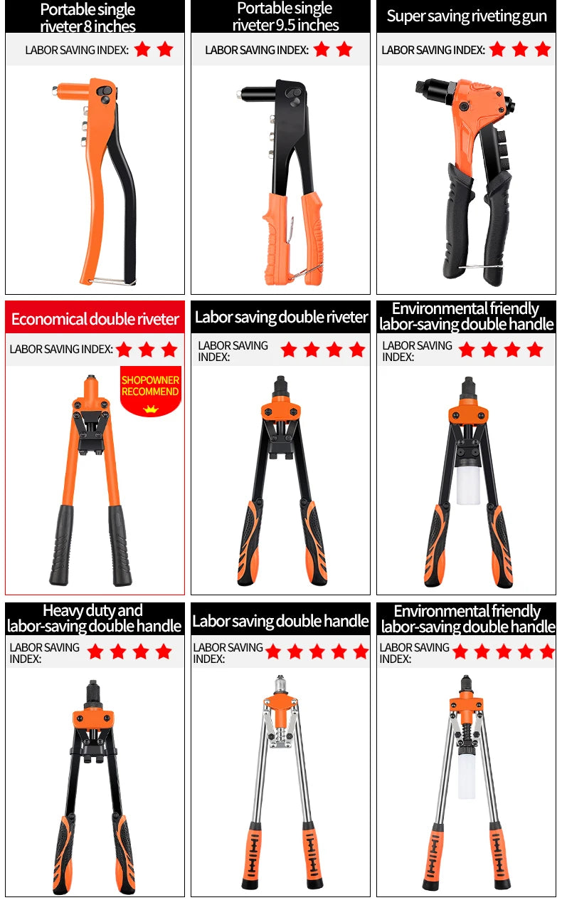 Professional Rivet Nut Gun Set – Hand Riveter with 50 Rivets