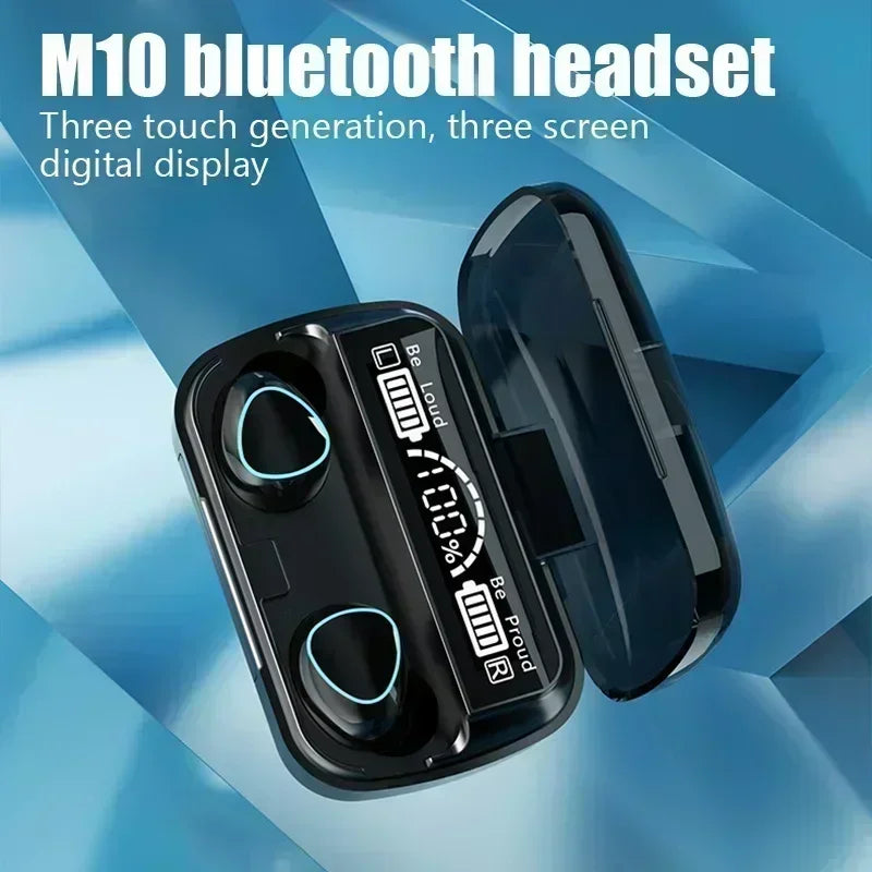 M10 Bluetooth Earphones – LED Display, HiFi Stereo, Waterproof Gaming Headset