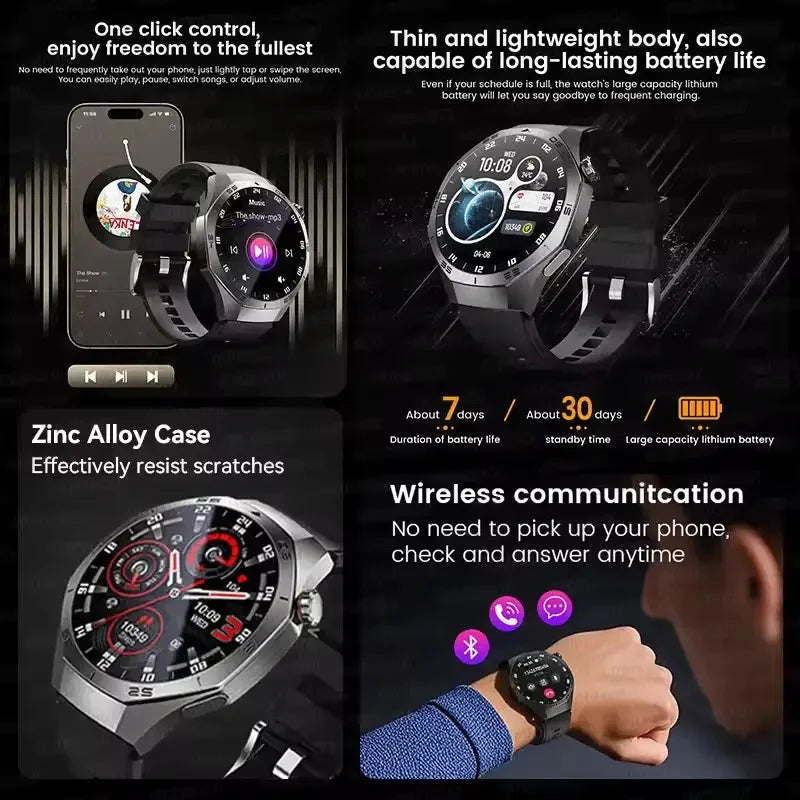 2025 New SmartWatch Men HD AMOLED 1.52" – GPS, Heart Rate, BT Calls, Motion Tracking
