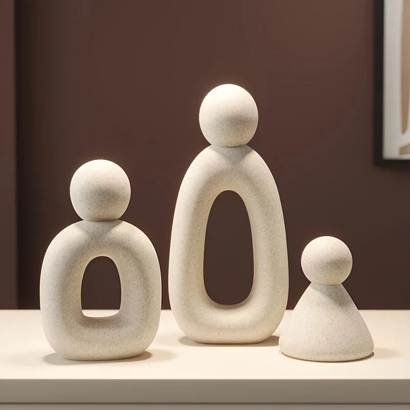 Modern Minimalist Family of Three Resin Sculpture – Abstract Home Decor Figurine