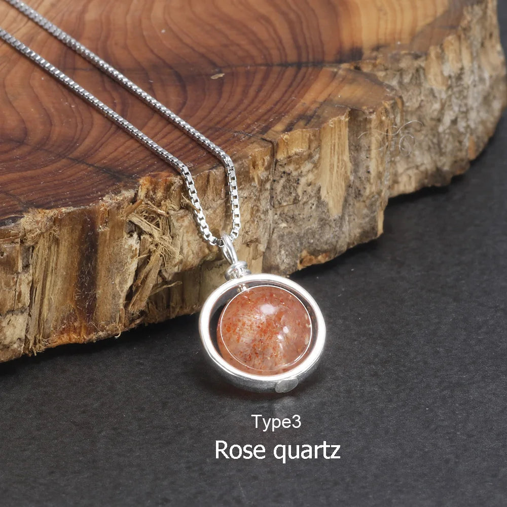 Real Pure 925 Sterling Silver Labradorite Pendant Necklace With Box Chain Simple Elegant Natural Gemstone Collier For Women