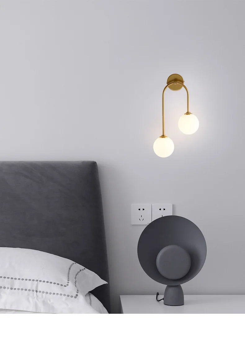Nordic Wall Lamp – Double Glass Ball Bedroom & Living Room Sconce