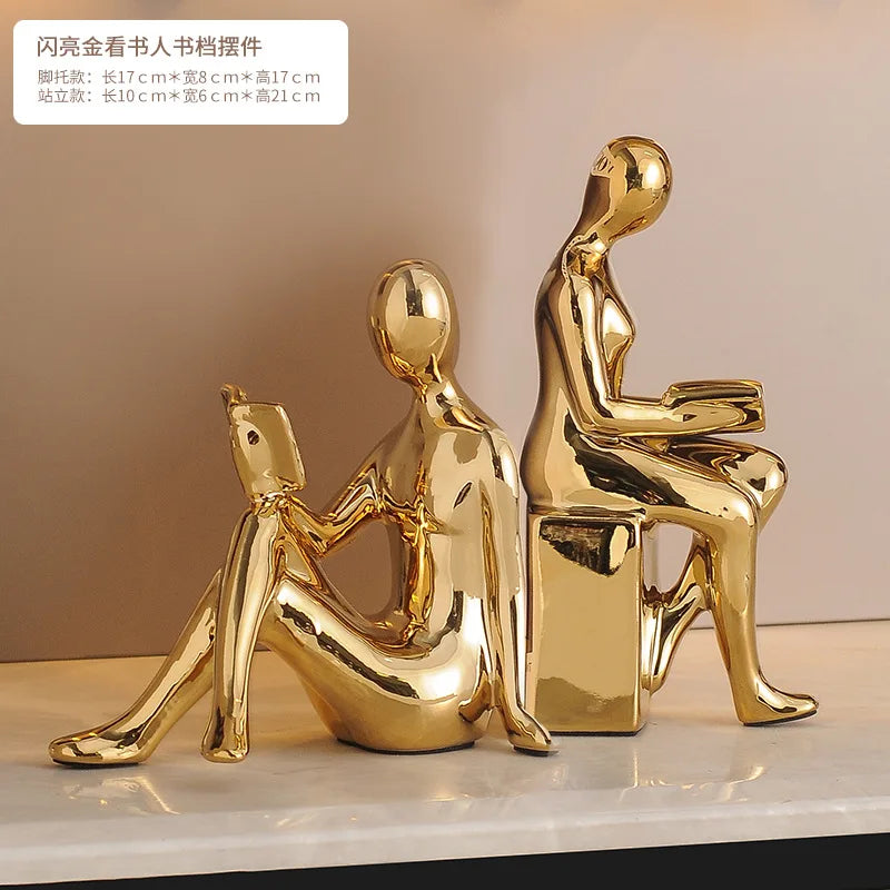 Decoration Crafts Statues Creative Brief Sitting Position Doll Figurine Miniatures Home Room Book Wine Cabinet Desktop Ornament