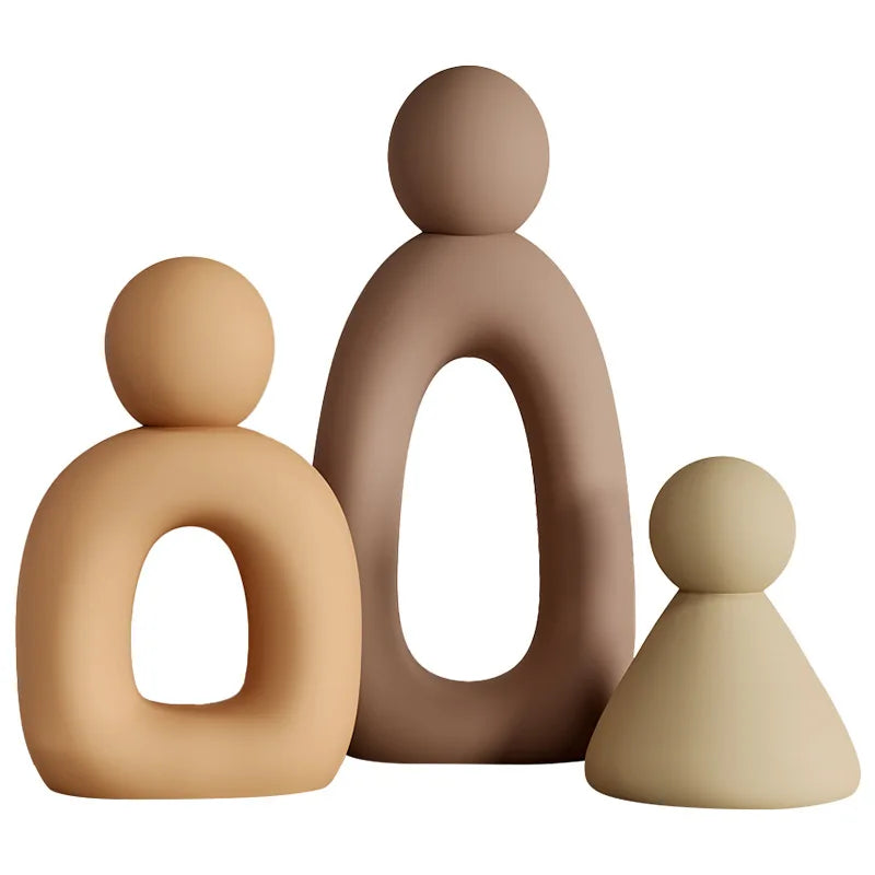 Modern Minimalist Family of Three Resin Sculpture – Abstract Home Decor Figurine