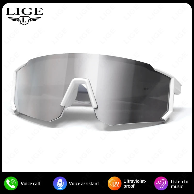 LIGE Smart Glasses Cycling Sport – 100+ Languages AI Translation, Bluetooth, Music, UV Protection