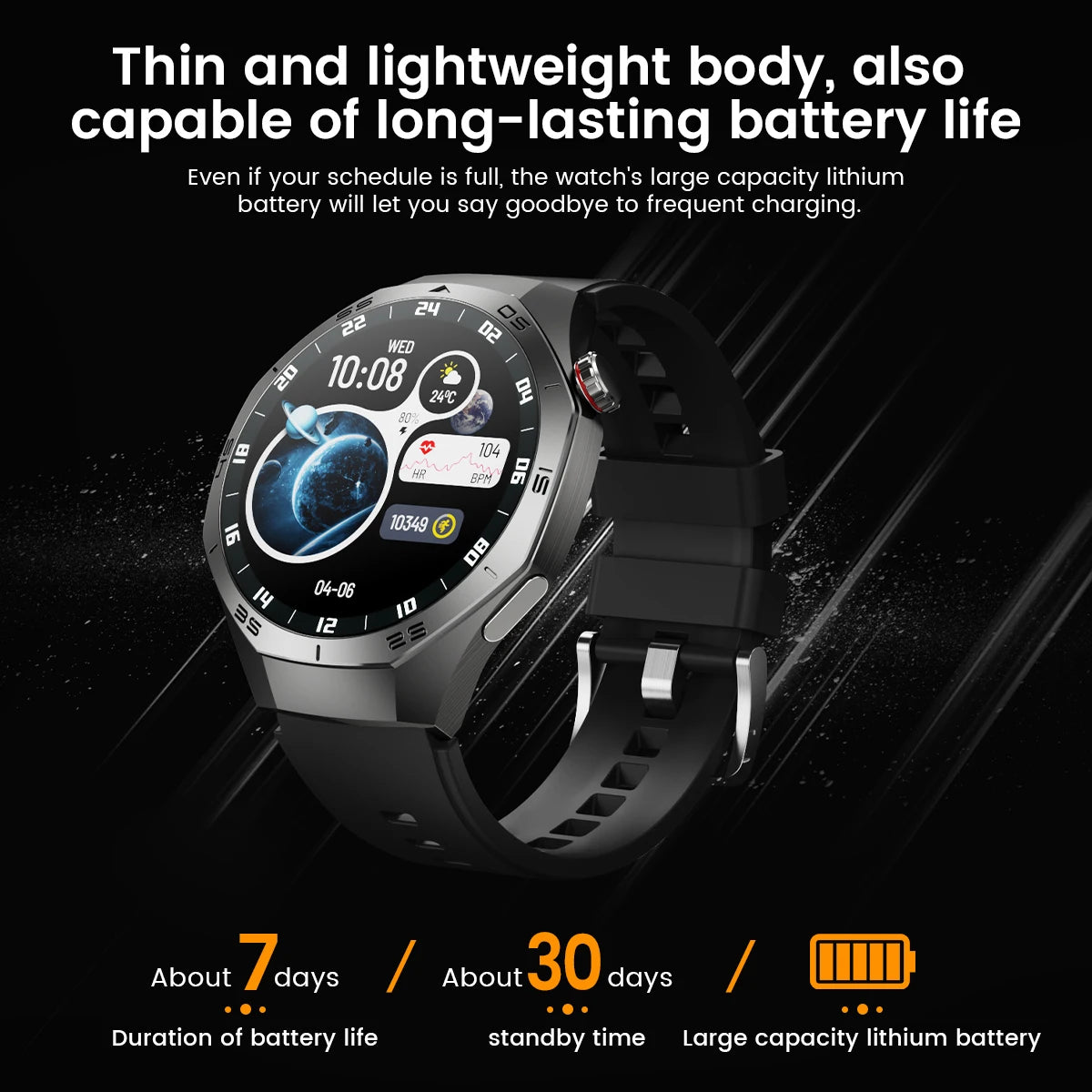 2025 New SmartWatch Men HD AMOLED 1.52" – GPS, Heart Rate, BT Calls, Motion Tracking