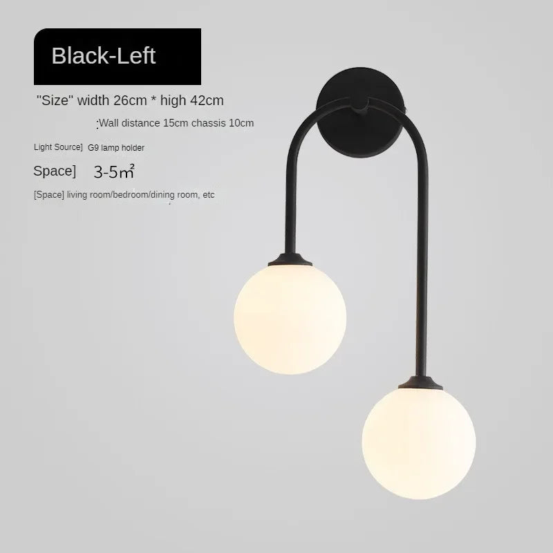 Nordic Wall Lamp – Double Glass Ball Bedroom & Living Room Sconce