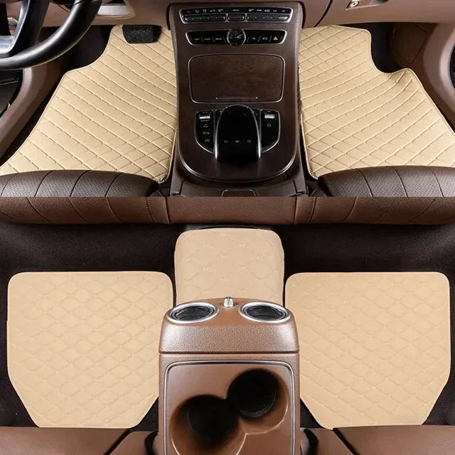 Universal Car Floor Mats PU Leather Waterproof Auto Foot Pad 5Pcs Set Protector Automobile Interior Carpet Accessories Interior