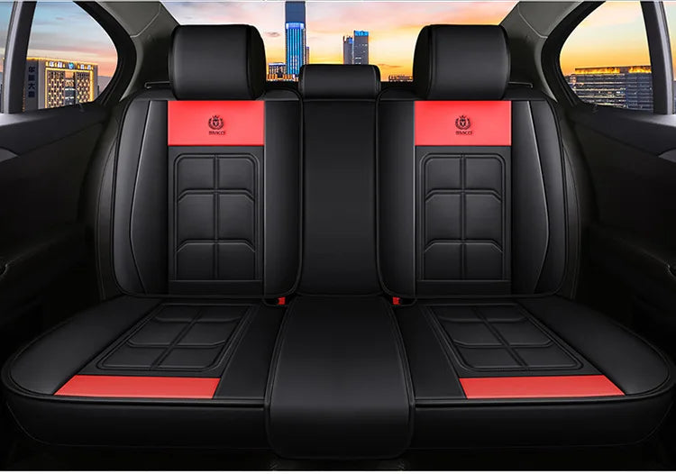 1pc Premium PU Leather Universal Fit Car Seat Cover All-Season Protector Mat with Soft Cushion Full Package Seat Cover