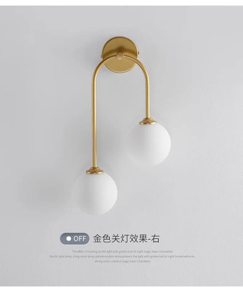 Nordic Wall Lamp – Double Glass Ball Bedroom & Living Room Sconce