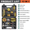 General Household Hand Tool Kit – Plastic Toolbox Storage Case for Car & Home Repair