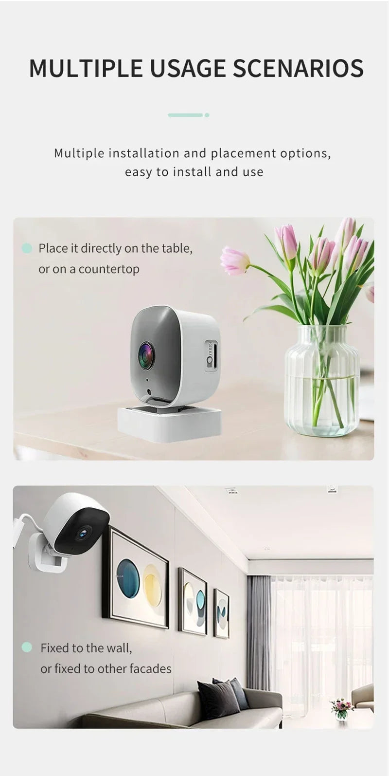 Mini Window Camera 3MP, 2.4/5GHz WiFi Full-Colour Night Vision Through Window