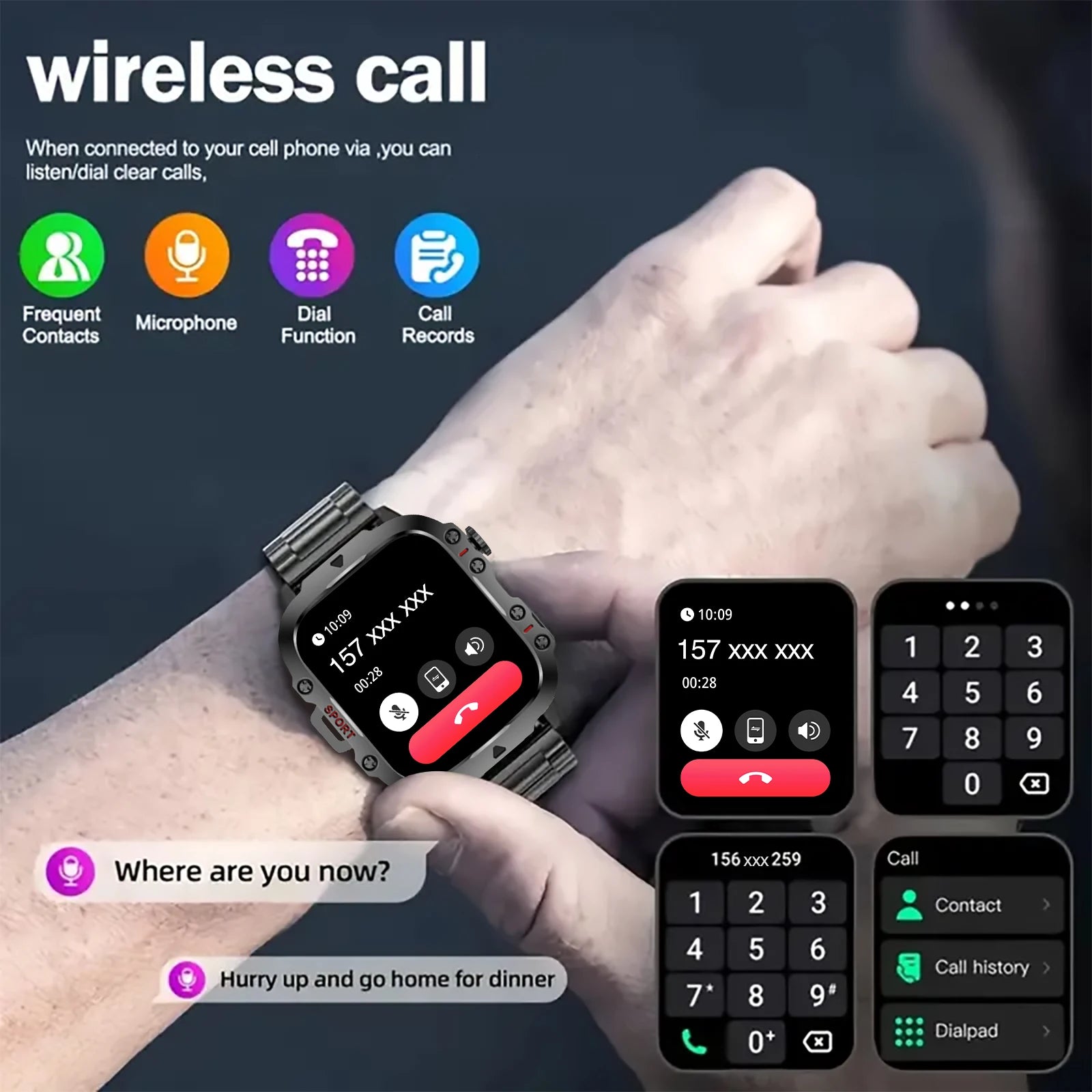 Smart Watch with LED Light – Wireless Calls, Multi-Sport Modes & Custom Wallpaper