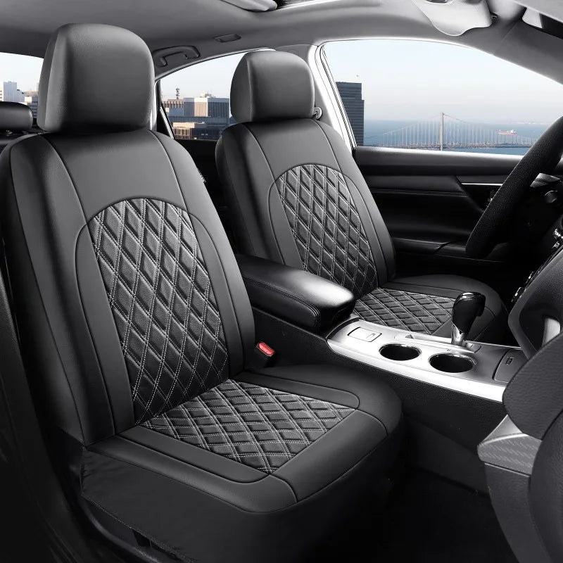 5-Seater Luxury Car PU Leather Quilted Car Seat Cover, Suitable for Car SUV Pickup, Full Surround Protectionseat Covers