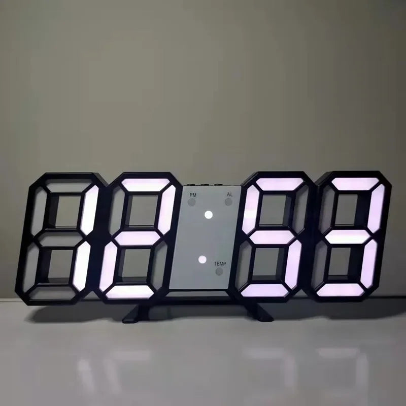 LED Digital Wall Clock with Alarm, Modern Home Decor for Bedroom and Living Room