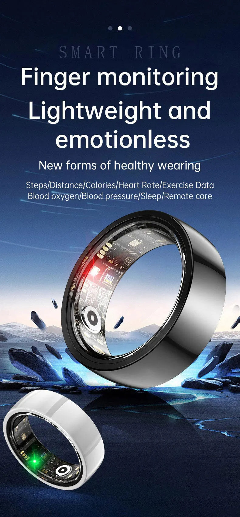 Smart Health R1000 Ceramic Fitness Ring – Sleep & Heart Rate Monitor