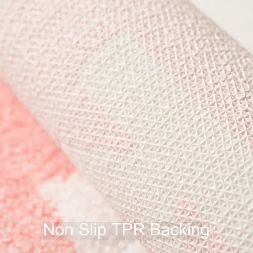 Pink and White Bath Mat Cute Non Slip Get Naked Bathroom Rugs Machine Washable Super Absorbent Floor Carpet Tub Shower Bedroom