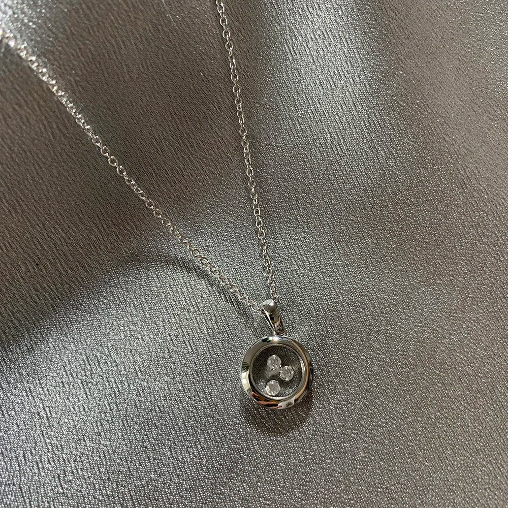 Pure 925 Sterling Silver Real Jewelry For Women Beach Slide Stone Pendants Diamond Design Luxury Necklace