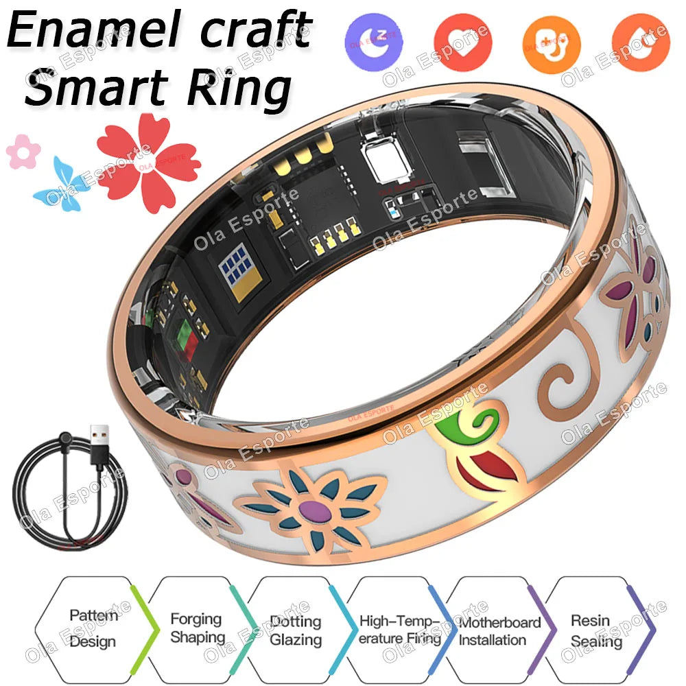 2026 Smart Ring – IP68 Waterproof Fitness Tracker with Colour Enamel Stainless Steel Design