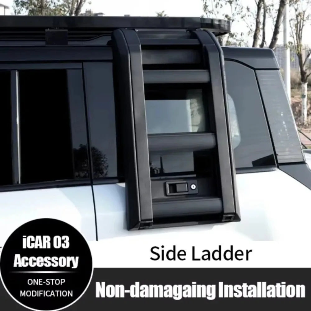 High-Quality Car Upgrading Accessories For Chery ICAR 03 And Other Models Aluminum Alloy Climbing Side Ladder Foldable