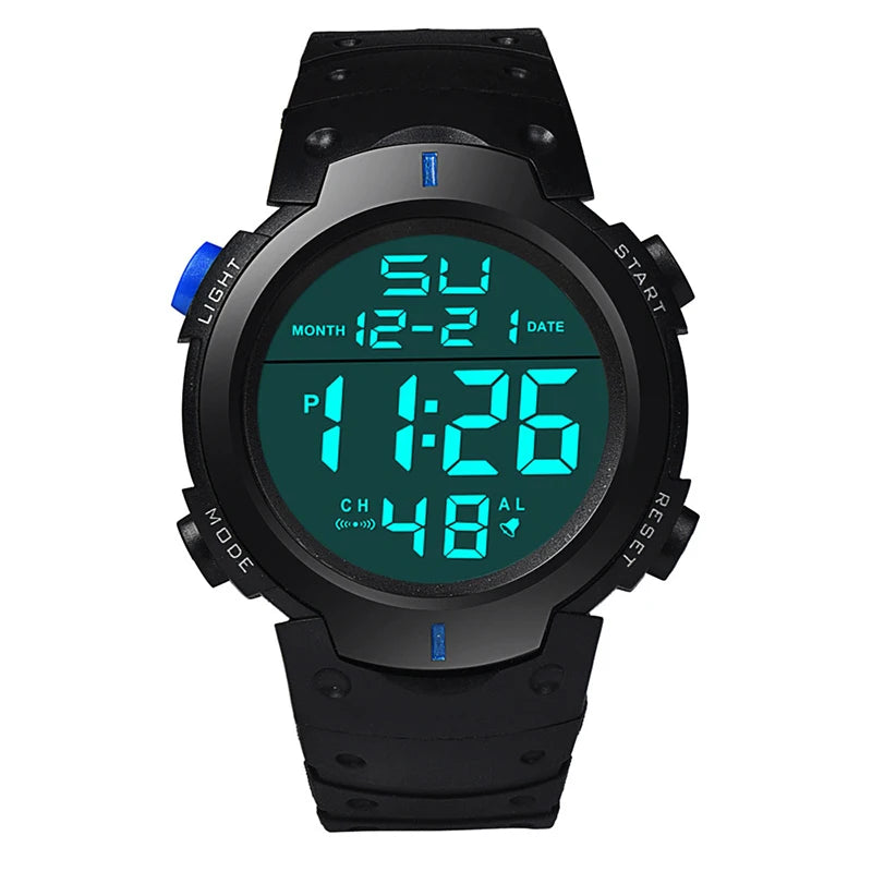 Men's Sport LED Digital Watch, Multi-Function Rubber Fitness Athlete Electronic Clock