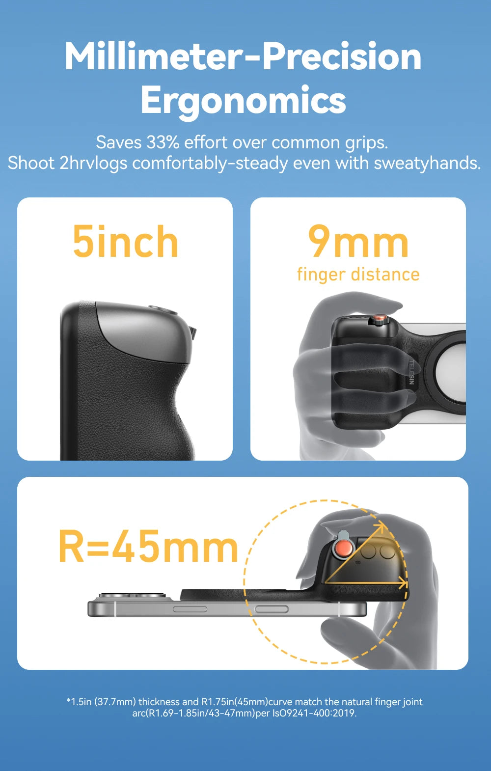 TELESIN Magnetic Phone Grip with Bluetooth Remote – iPhone & Android Compatible