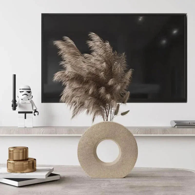 Nordic Ceramic Vase - Modern Matte Donut Centerpiece Decor