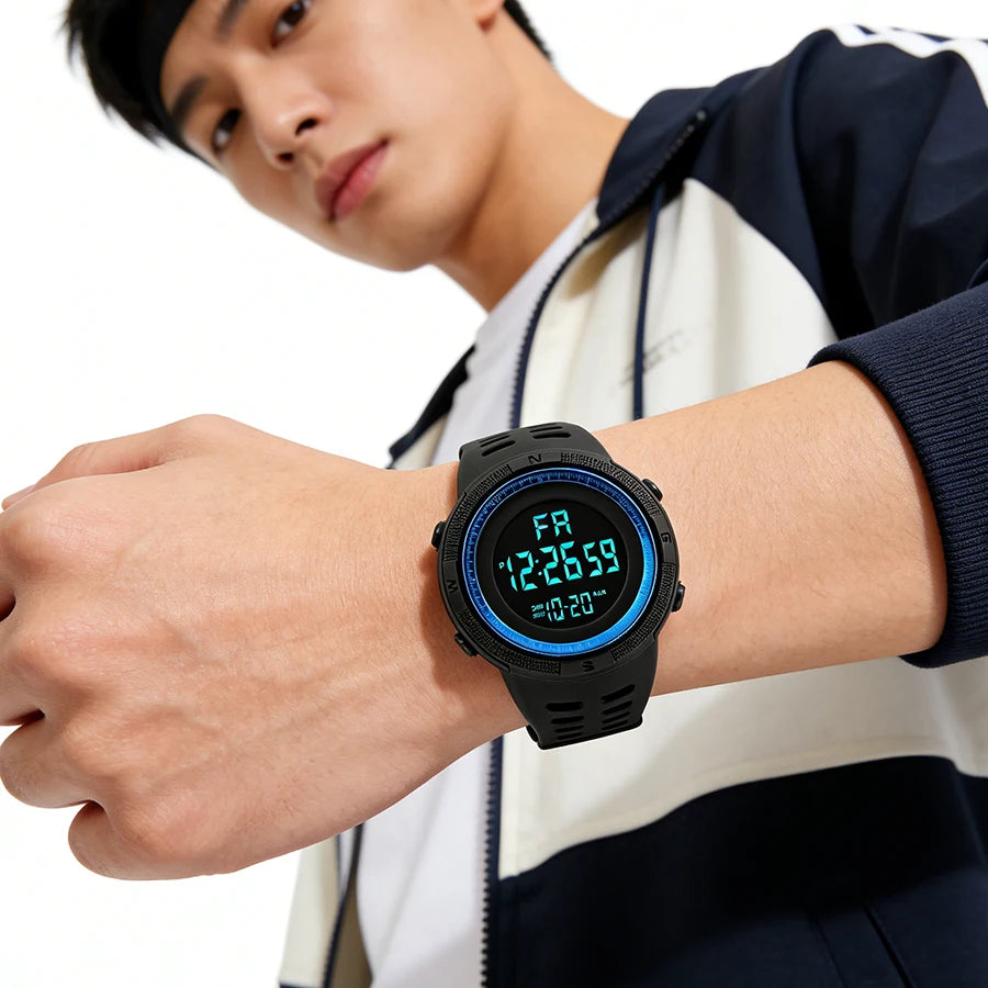 Men's Sport Digital Watch, Big Dial Luminous Waterproof Military Electronic Wristwatch