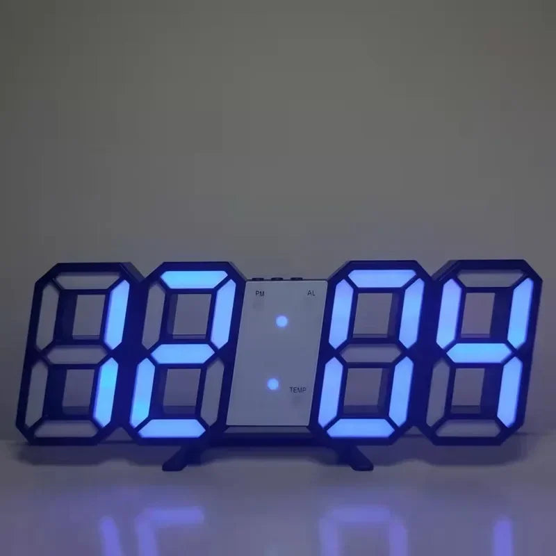 LED Digital Wall Clock with Alarm, Modern Home Decor for Bedroom and Living Room