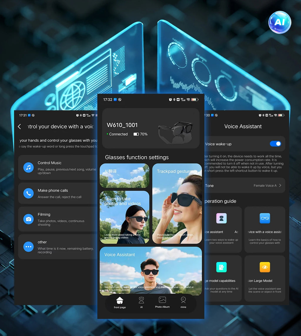 AI Smart Glasses with 8MP Camera – WiFi 5G/4G, Bluetooth, Voice Assistant, Music & Video | Men & Women