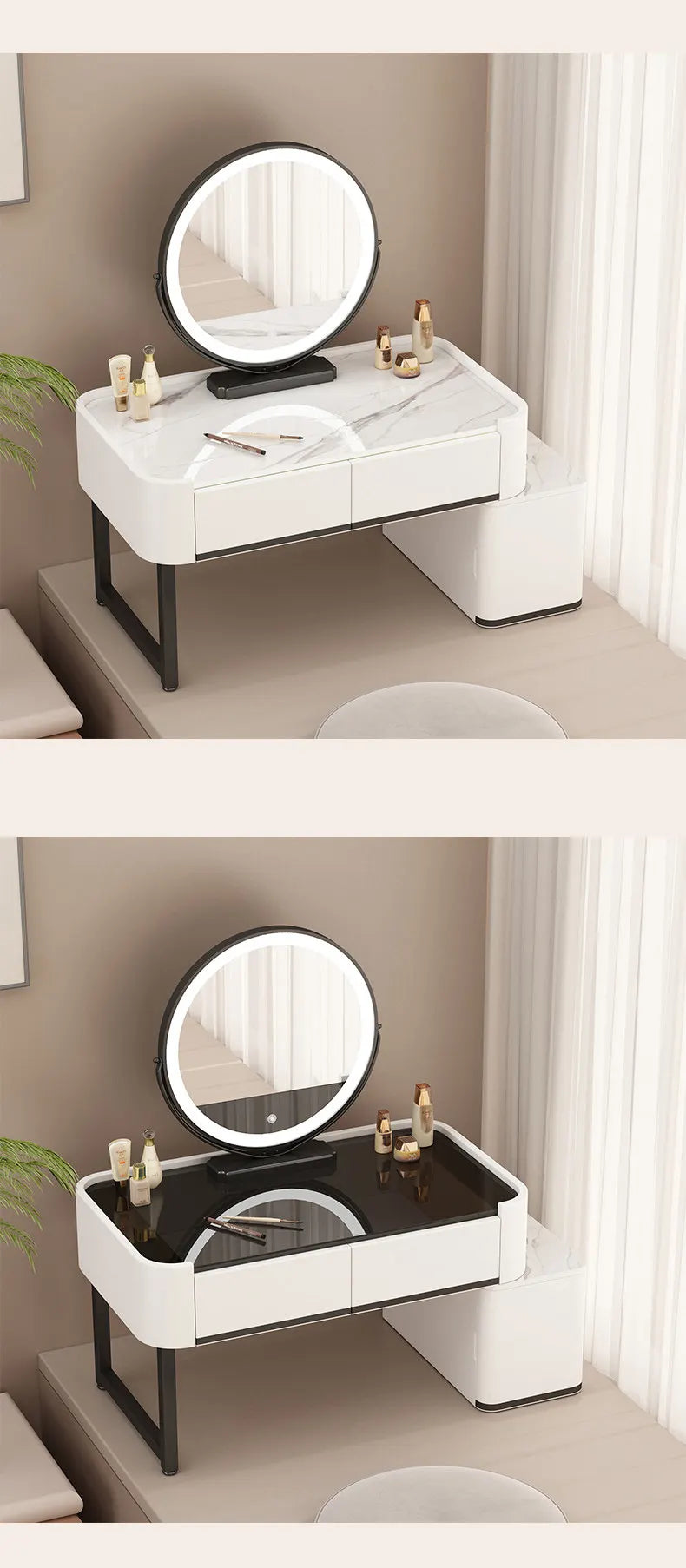 Luxury Dressing Table with Mirror – Makeup Organiser & Storage Shelf