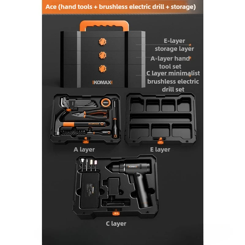 Household Toolbox Set Multi-functional Hand Tool Sets Portable Hardware Woodworking Electrician Toolkit Vehicle Repair Tools