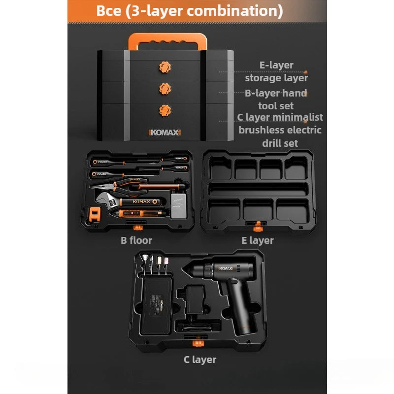 Household Toolbox Set Multi-functional Hand Tool Sets Portable Hardware Woodworking Electrician Toolkit Vehicle Repair Tools