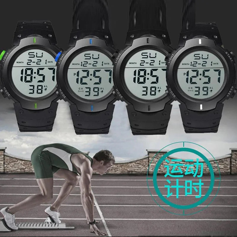Men's Sport LED Digital Watch, Multi-Function Rubber Fitness Athlete Electronic Clock