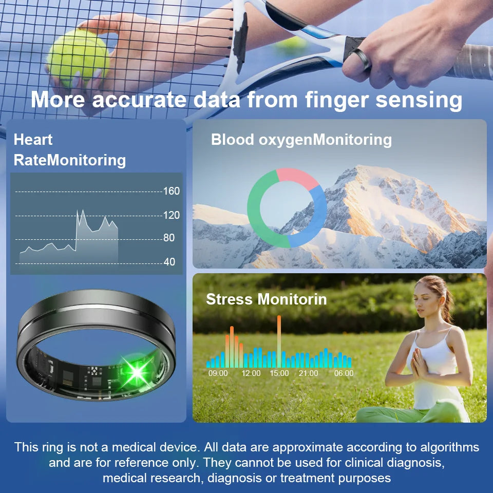 Smart Ring – Health Monitor, Sleep & Sports Fitness Tracker | 5ATM Waterproof