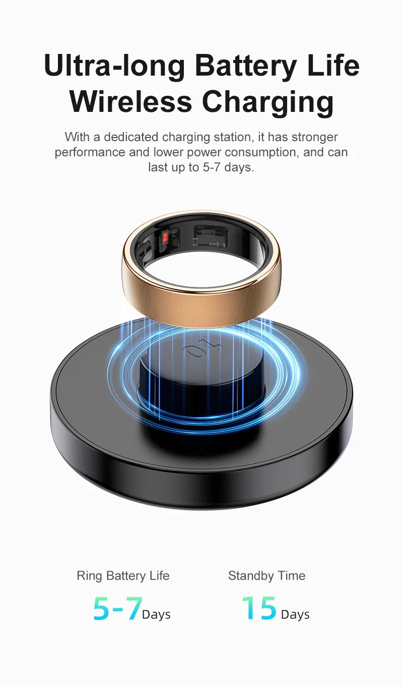 R10 Smart Ring for Men & Women – Wireless Charging, Multi-Sport Tracker, Activity Modes for Android & iOS