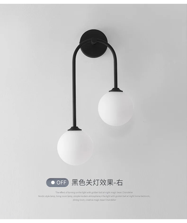 Nordic Wall Lamp – Double Glass Ball Bedroom & Living Room Sconce