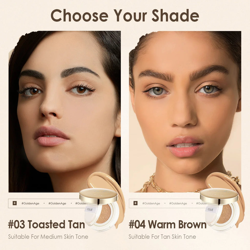 FOCALLURE Foundation Air Cushion Waterproof Matte Base Poreless High Coverage Face Cream Nutritious Smooth Foundation Makeup