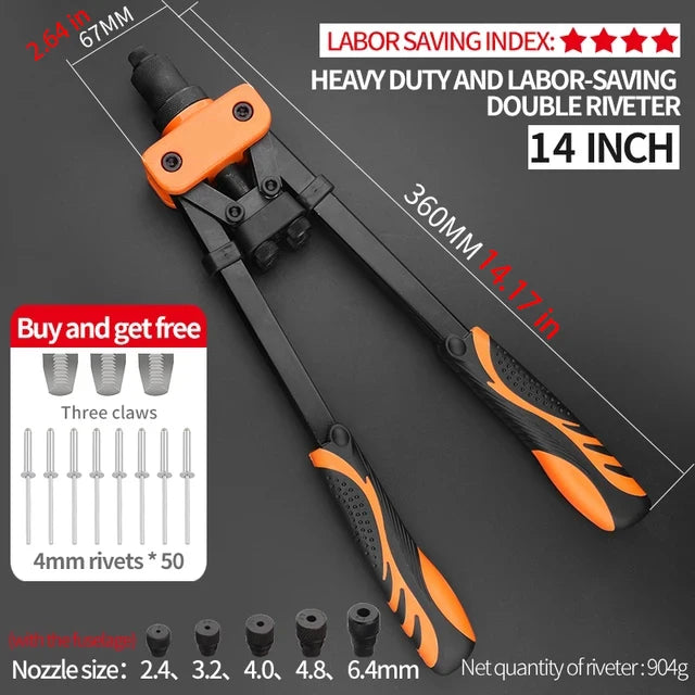 Professional Rivet Nut Gun Set – Hand Riveter with 50 Rivets