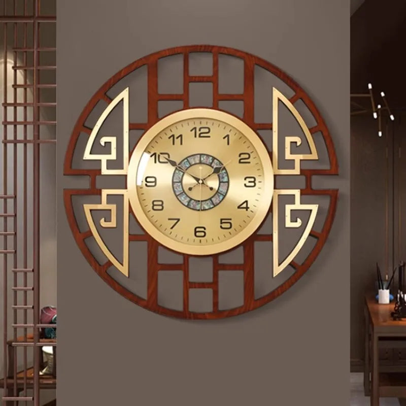 Luxury Minimalist Wall Clock – Modern Metal & Wood Design for Living Room & Kitchen