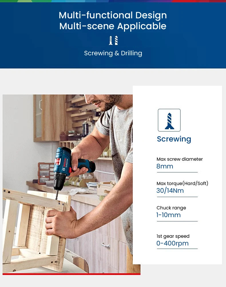 Bosch GSR120 Li 12V Cordless Screwdriver – 30Nm, 20-Level Torque