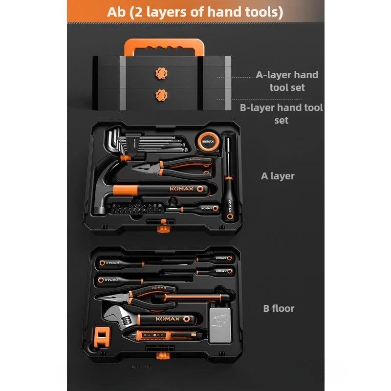Household Toolbox Set Multi-functional Hand Tool Sets Portable Hardware Woodworking Electrician Toolkit Vehicle Repair Tools