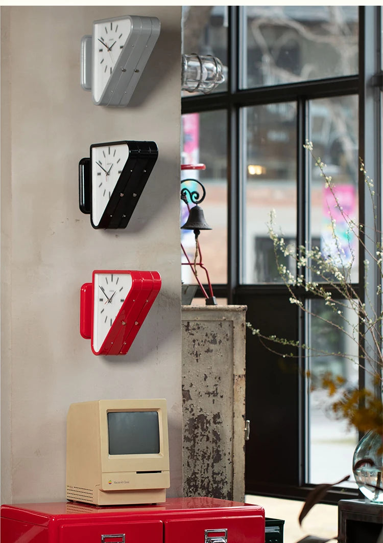 Modern Two-Sided Triangle Wall Clock – Silent Minimalist Design for Living Room