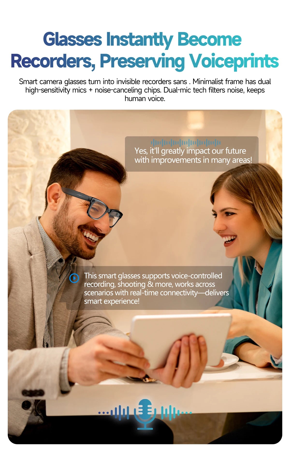 AI Smart Glasses with 8MP Camera – WiFi 5G/4G, Bluetooth, Voice Assistant, Music & Video | Men & Women