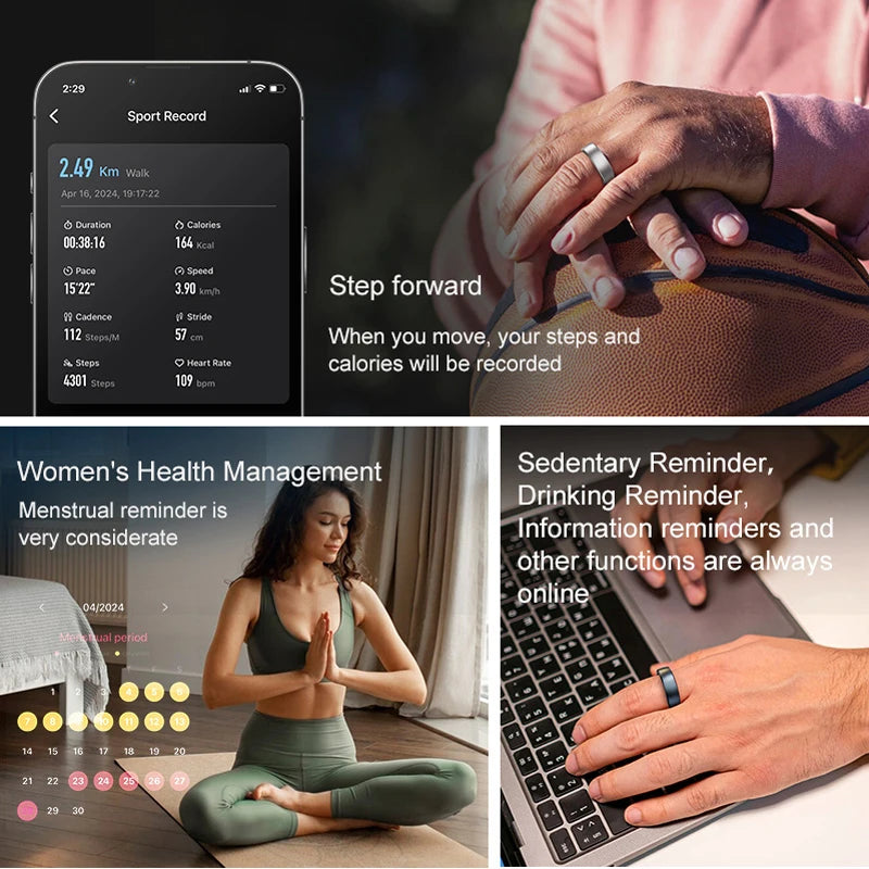 R10 Smart Ring for Men & Women – Wireless Charging, Multi-Sport Tracker, Activity Modes for Android & iOS